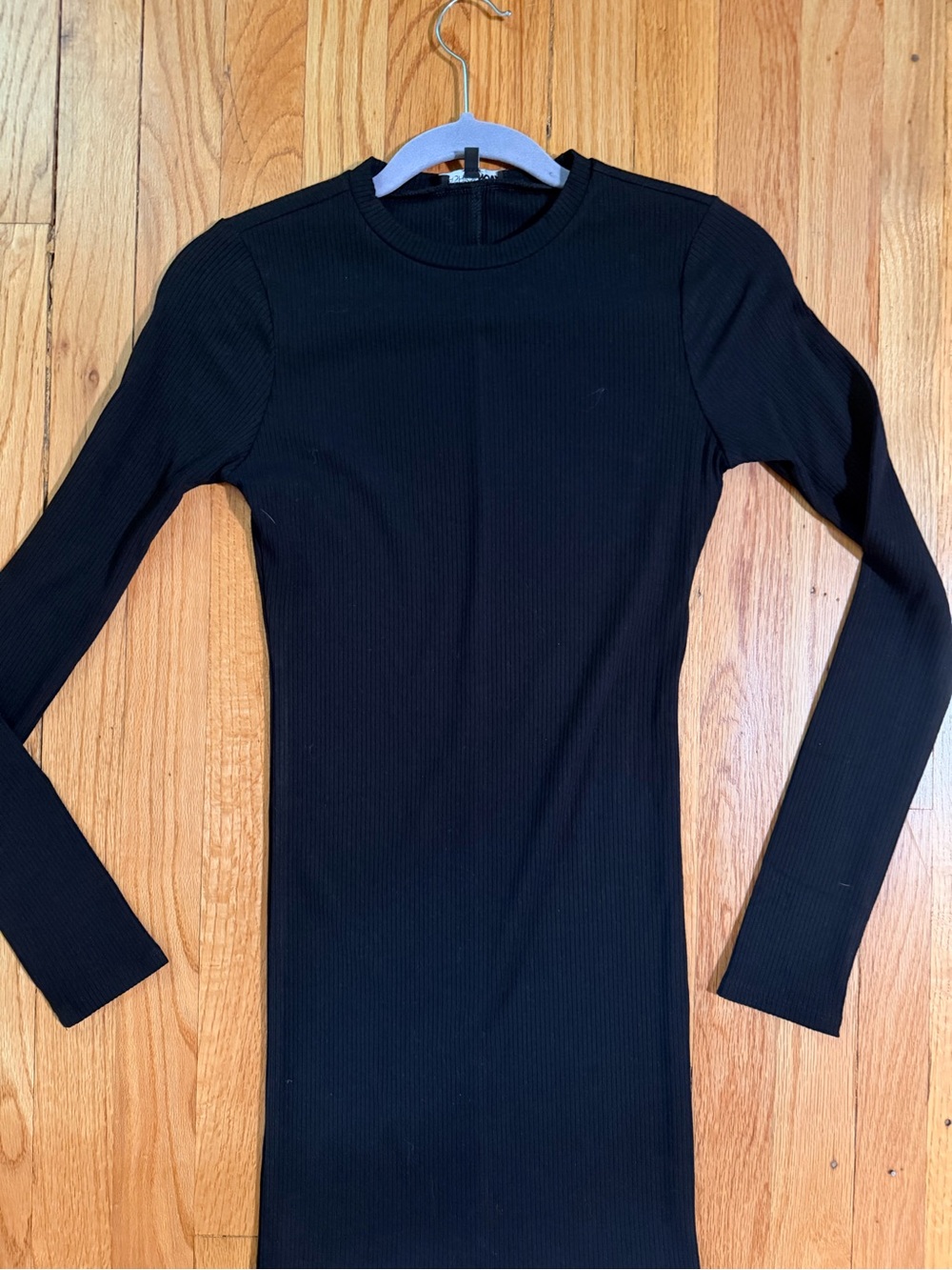 Fashion Nova Black Ribbed Long Sleeve Mini Dress
